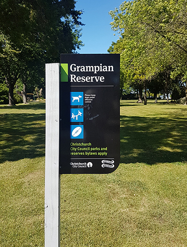 Grampian Reserve SIGN Casebrook Christchurch